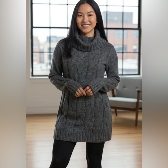 STITCH DROP Gray Turtleneck Tunic Sweater NEW WITHOUT TAGS SZ S - Picture 8 of 8